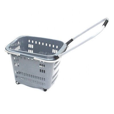 Plastic PP Material Shopping Basket With PU Wheels